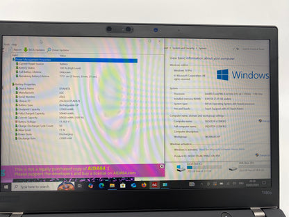 Lenovo ThinkPad T480s | 14" FHD Touch | i5-8350U | 8GB RAM | 256GB SSD | 4G