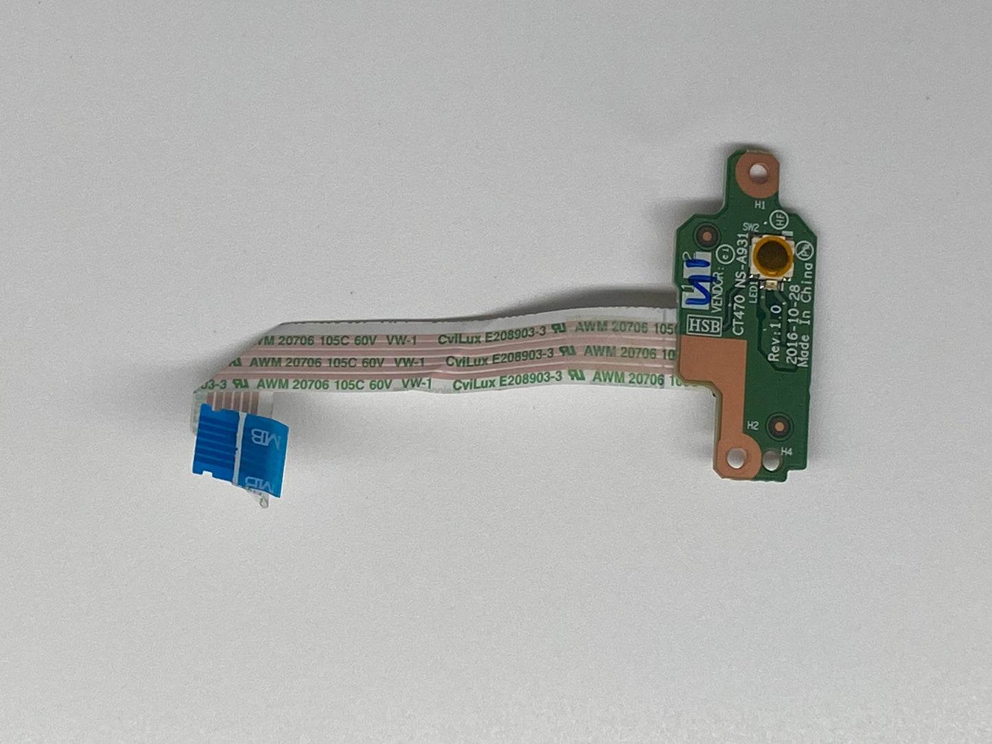 Lenovo ThinkPad T470 A475 Power Button Board w/ Cable NS-A931